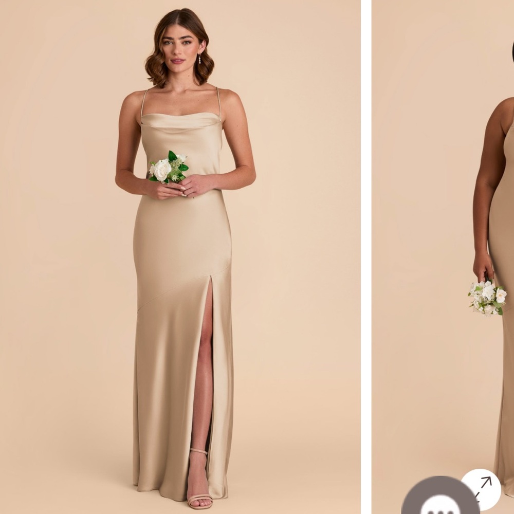 Birdy Grey Matte Satin Maxi Slip Dress in Neutral Champagne